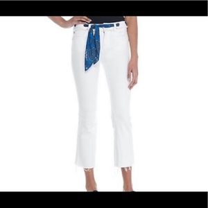 Free People Lara Cropped Frayed White Jeans 8 NWOT